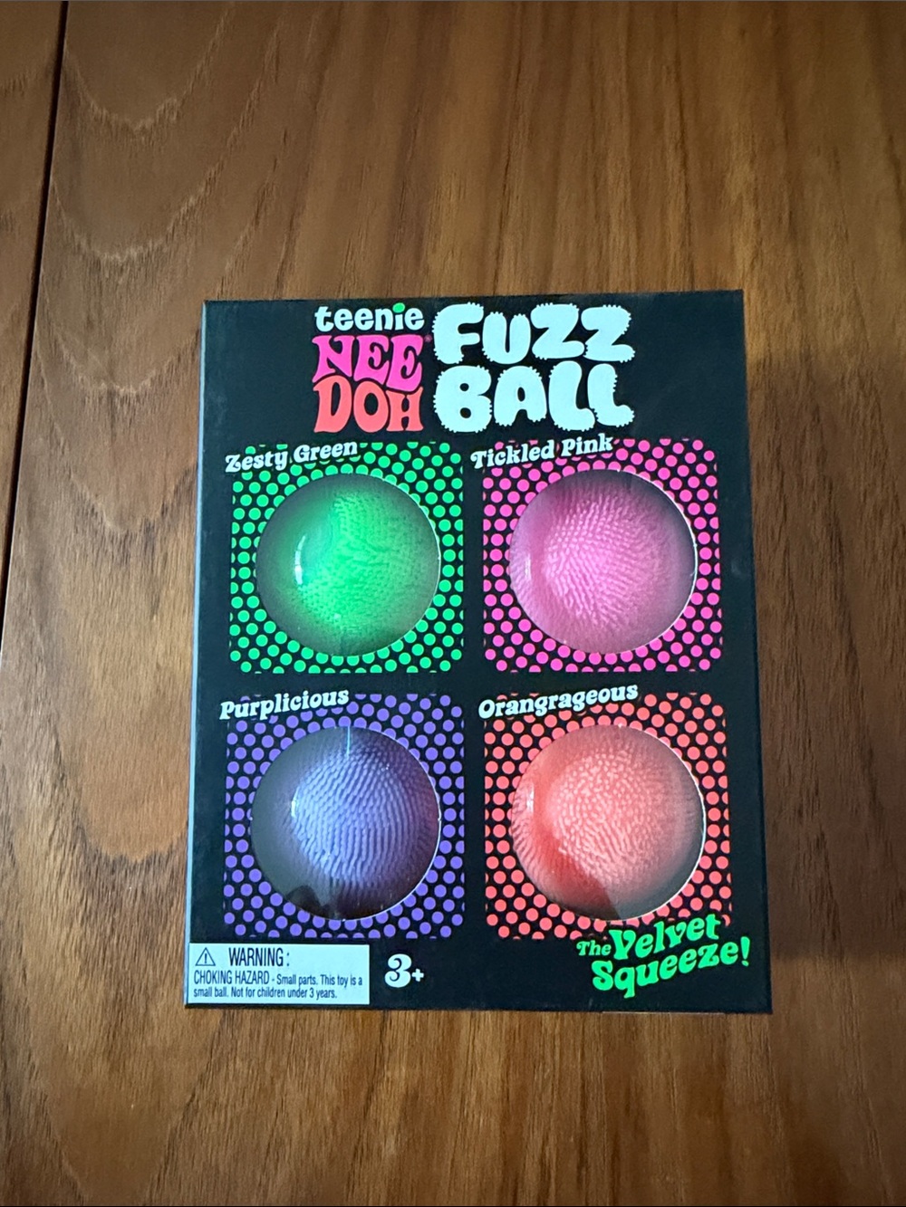 Teenie Nee Doh Fuzz Ball Four-Pack - Green, Pink, Purple, Orange